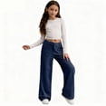 thumbnail image 4 of Big Girls Corduroy Pants Elastic Waist Wide Leg Trousers with Front Patch Pockets for School Fall Winter Wear, 7Y-16Y, 4 of 9