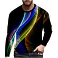 thumbnail image 2 of cllios Men's and Big Men's Long Sleeve Shirts Casual Optical Line 3D Graphic T-Shirt Fall Trendy Crewneck Pullover Soldier Tops Slim Fit Sport Tees Multicolor XXL, 2 of 5