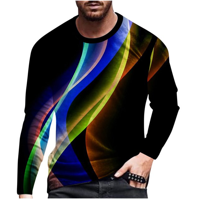 Pompotops Hommes Casual Col Rond Manches Courtes Pull Ligne 3D Imprimé T-Shirt Blouse en Vente