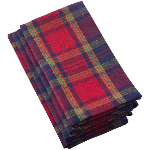 Fennco Styles Glendora Collection Classic Plaid Design Cotton Table Runner (20"x20" Napkin-Set of 4, #4)