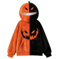thumbnail image 6 of FYDUU Halloween Hoodies for Women Festive Pumpkin Hoodie Sweatshirts Color Block Soft Comfy Fuzzy Pullover Tops Fall Winter Clothes, 6 of 6