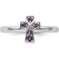 thumbnail image 4 of Solid Sterling Silver Stackable Expressions Rhodium Amethyst Cross Ring - Ring Size 7.0, 4 of 8