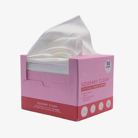 Glampton Squeaky Clean Disposable Wash Cloths - 50 count