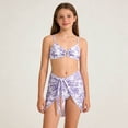 thumbnail image 2 of LRen Girls Swim Suits 6 Floral Bikini Set Triangle Crop Top Oversized Loose Cute Summer Bikini Swimwear with Cover Ups Beach Skirt Beachwear, 2 of 7