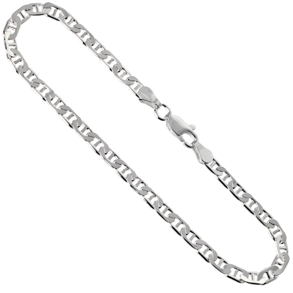 Sterling Silver Unisex Two Tone 3.5MM Mariner Chain Necklace 