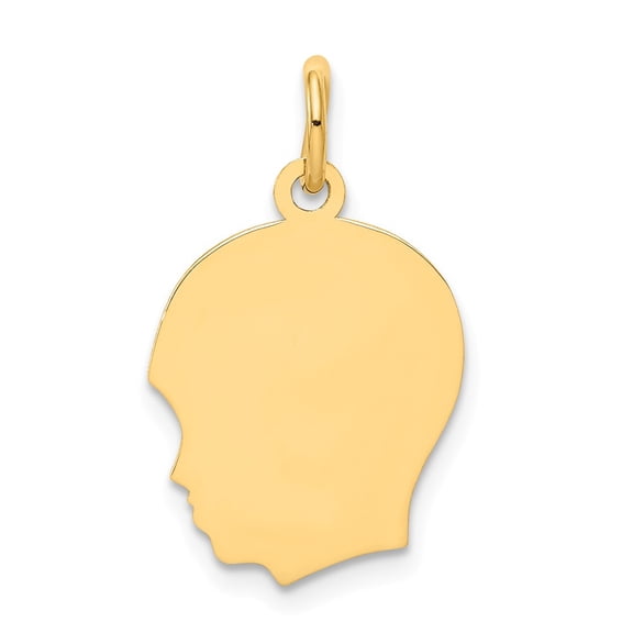 10k Yellow Gold Plain Medium .013 Gauge Facing Left Engravable Boy Head Charm