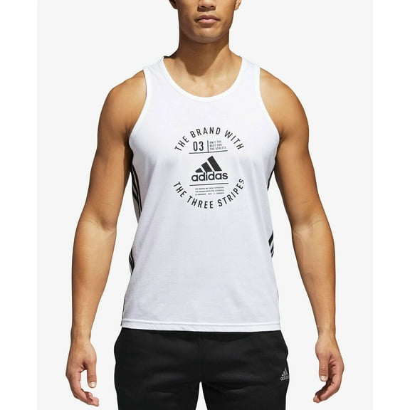 Adidas Climalite Men's Badge of Sport Emblem Tank Top CF8239 White