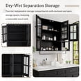 thumbnail image 6 of S-HOME Modern Minimalist Wooden Wall-Mounted Cabinet with 3 Doors, Glass and Open Storage for Bathroom and Living Room, Black, 6 of 15