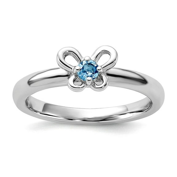 925 Sterling Silver Stackable Blue Topaz Ring Size 9 Stackable Ring for Women - 3.1 Grams .07 cwt