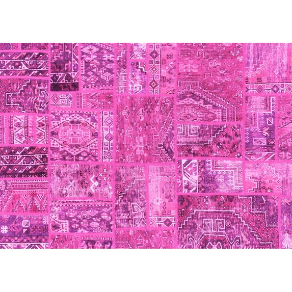 Ahgly Company Indoor Rectangle Patchwork Pink Transitional Area Rugs, 2' x 5'