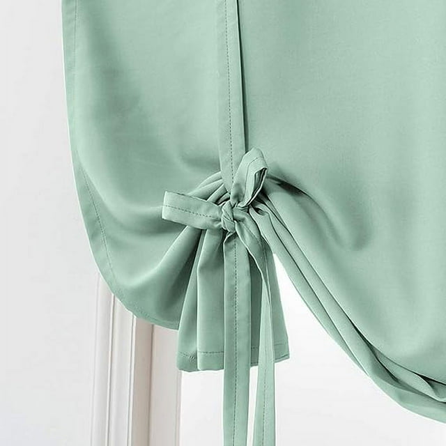 Zhuge Cortina opaca con lazo, aislante térmico, ajustable, para ventanas pequeñas, con bolsillo para barra (46" x 63", verde menta)