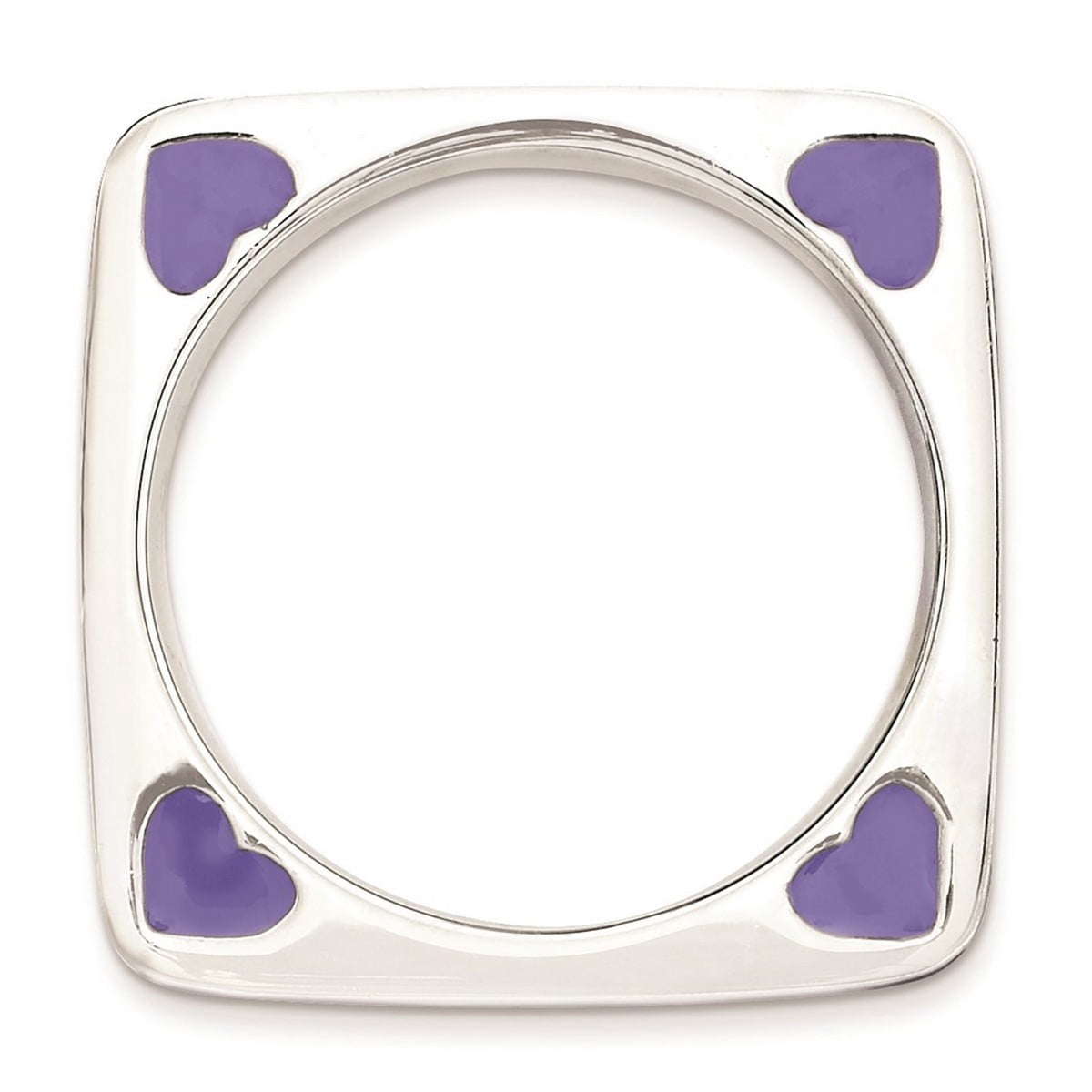 3.25mm 925 Sterling Silver Stackable Polished Purple Enameled Square Ring Size 6 Stackable Ring for Women