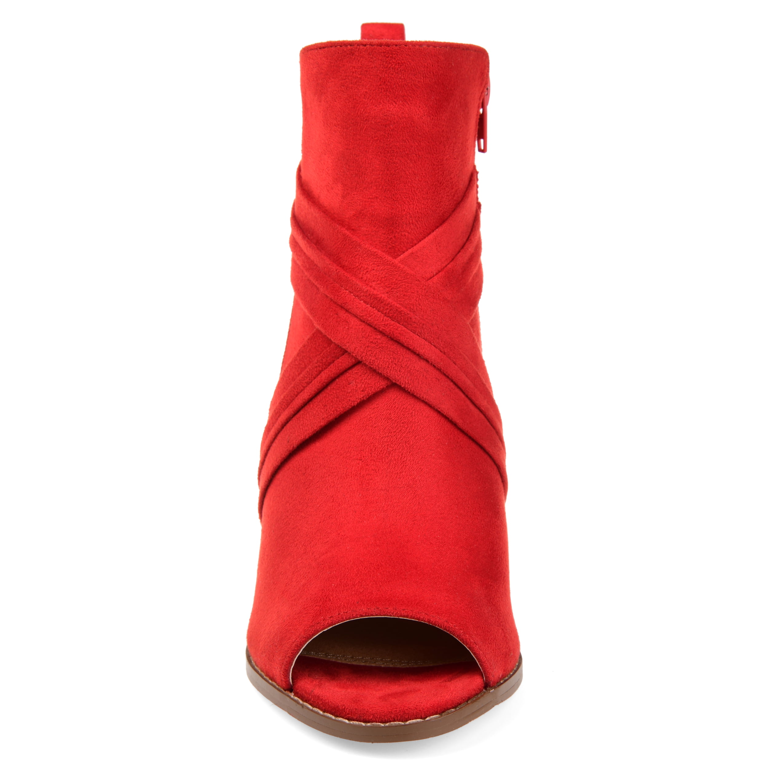 Journee Womens Sabeena Inside Zip Open Toe Wedge Booties