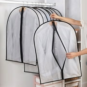 Tripumer 10 Pcs Hanging Garment Bag Resistant Clothes Cover Bags 24 x 47 inch Lightweight Suit Bag Black Zipper Clothes Protectors for Suit Dresse Coat