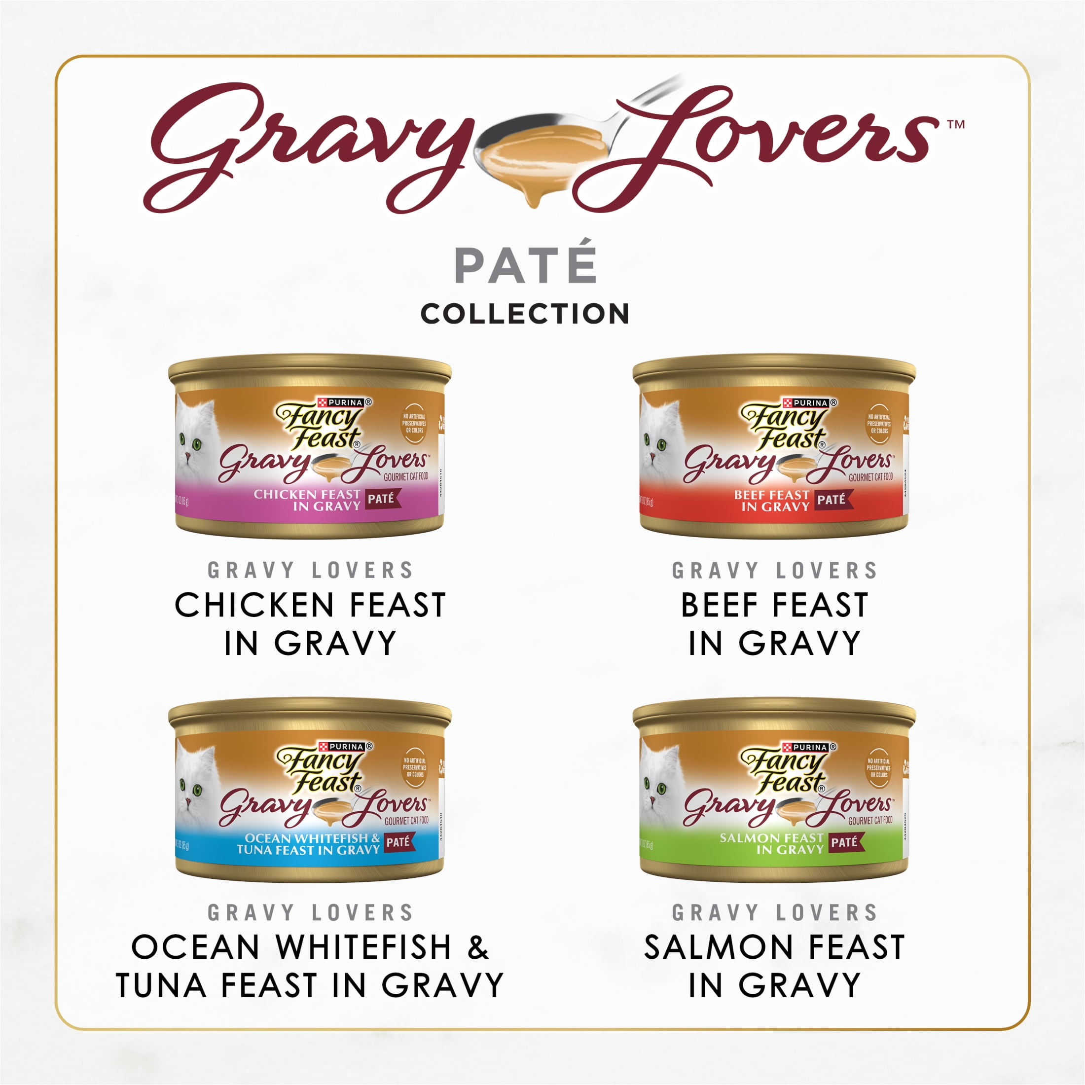 (6 pack) Purina Fancy Feast Gravy Lovers Pate Collection Wet Cat Food Variety Pack, 3 oz Cans (24 Pack)