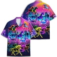 thumbnail image 3 of Retro Neon Color Horse Hawaiian Shirts For Men Kentucky Derby Outfits Mens Hawaiian Shirts Short Sleeve Button Down Shirt Men, 3 of 7