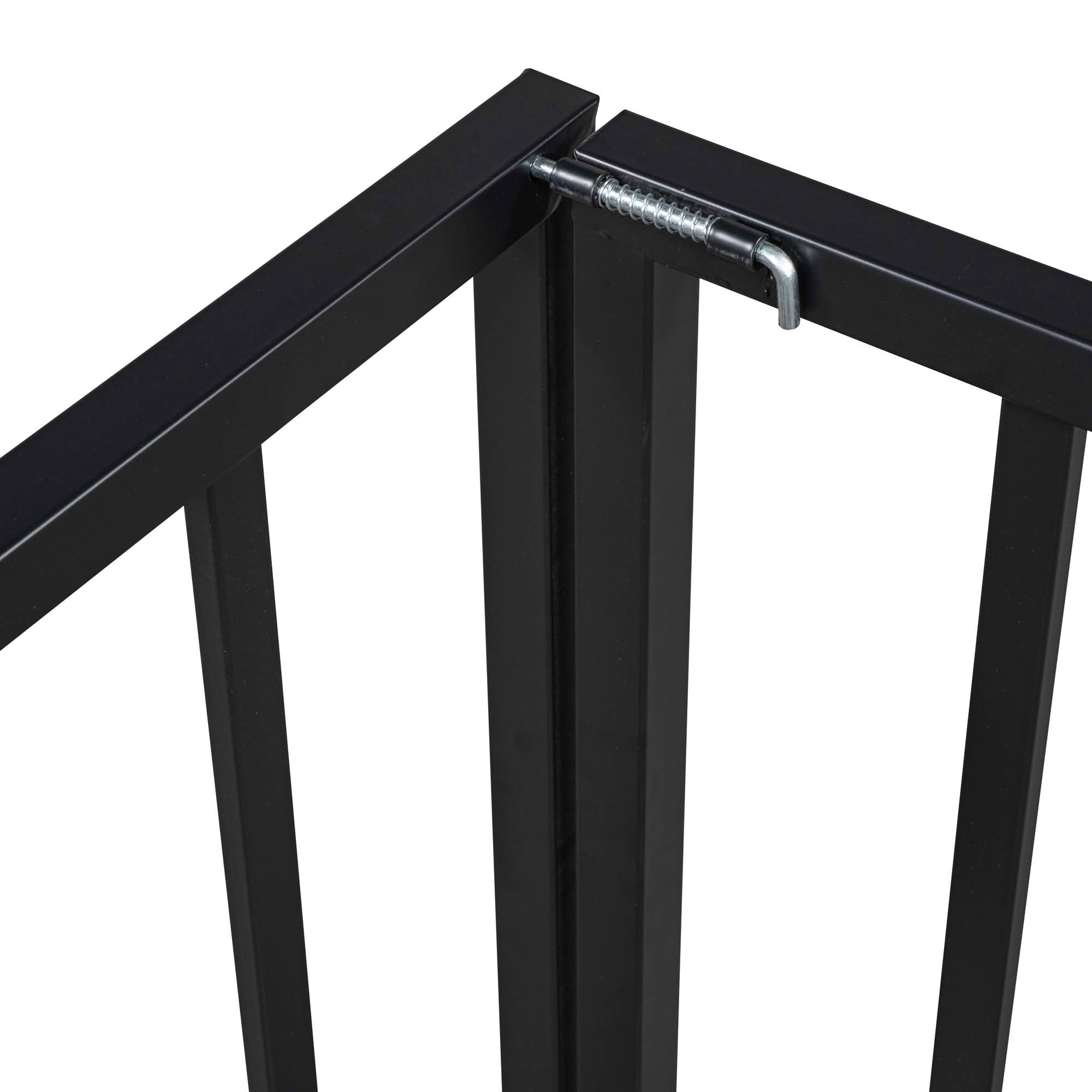 MAYEERTY Metal Floor Bed Frame with Fence and Openable Door Kids Play and Sleep Space