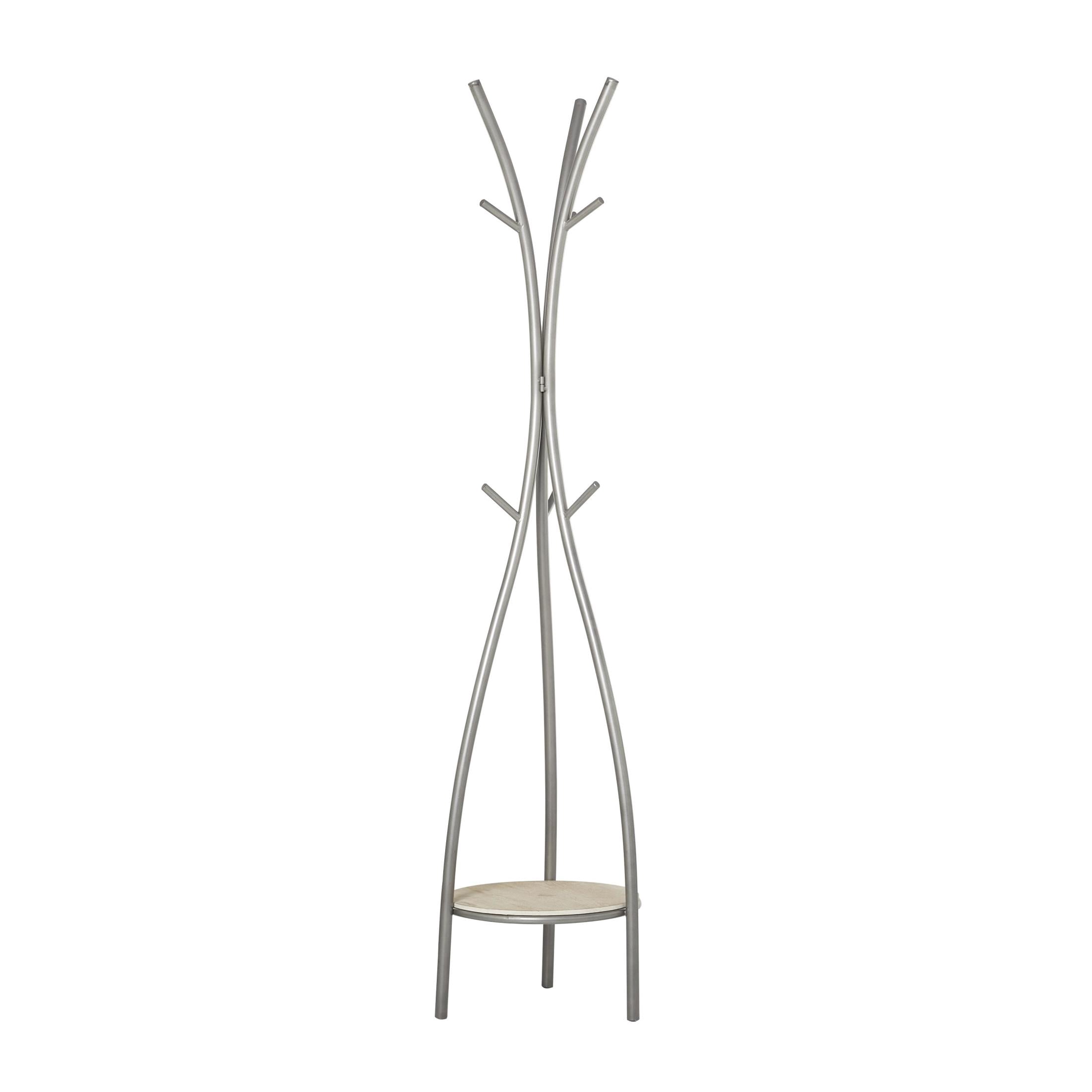 DecMode 17" x 73" Silver Metal Coat Rack, 1-Piece