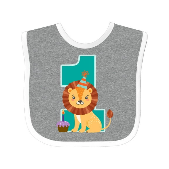 Inktastic First Birthday Boy Lion 1 Year Old Boys or Girls Baby Bib
