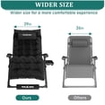 thumbnail image 6 of Techmilly Oversized Zero Gravity Chair Set of 2, 29In XL Lawn Chair with Cushion,Support 500LB,Black, 6 of 9