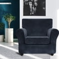 thumbnail image 2 of JIATER 2-Piece Armchair Sofa Cover Stretch Couch Cover Velvet Sofa Slipcover Furniture Protector with 1 Cushion Cover,Navy, 2 of 7