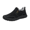thumbnail image 3 of IEMIEMIEM Mens Snow Boots Winter Shoes Comfortable Cotton-Padded Plush Lined Slip on Casual Warm Walking Orthopedic Sneakers Waterproof House Shoes 7.5 Wide Black, 3 of 8
