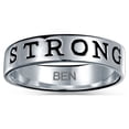 thumbnail image 3 of Bling Jewelry Womens Sentimental Silver Ring: Stay Strong Promise Eternity Band Oxidized Sterling, 3 of 5