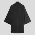 thumbnail image 3 of Men's Black Cardigan Loose Fit Kimono Shirts Jackets, 3 of 4