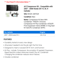 thumbnail image 2 of A/C Compressor Kit - Compatible with 2007 - 2008 Honda CR-V 2.4L 4-Cylinder, 2 of 2