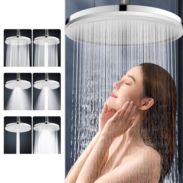 CELNNCOE Cabezal de ducha con boquilla de ducha de mano, fuerte salida de agua, durabilidad y una apariencia hermosa y práctica, salida de agua del panel de gran tamaño de 10 pulgadas, ducha de techo