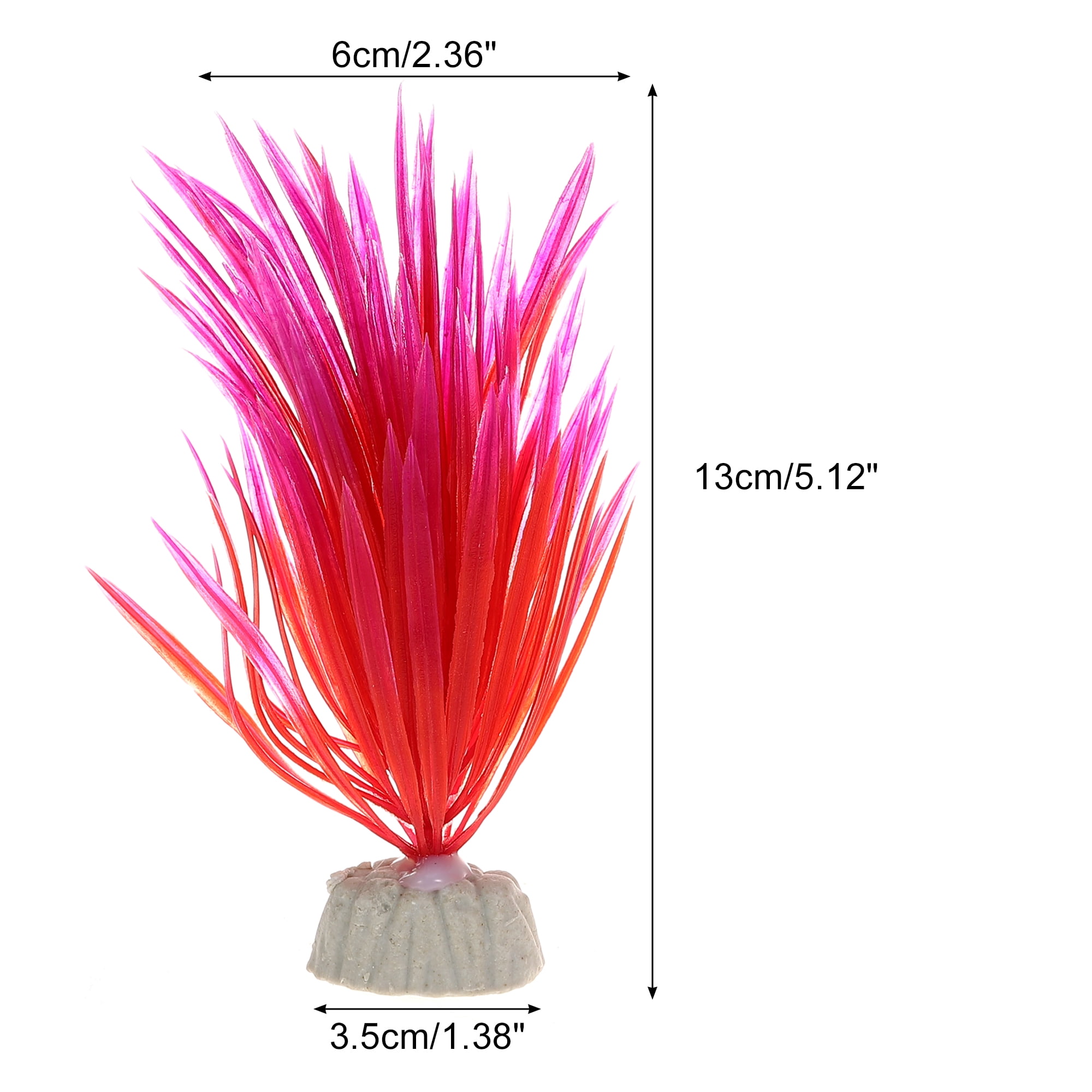 Unique Bargains 2 Pcs Aquarium Plants Decorations Artificial Aquatic Plant Red Pink