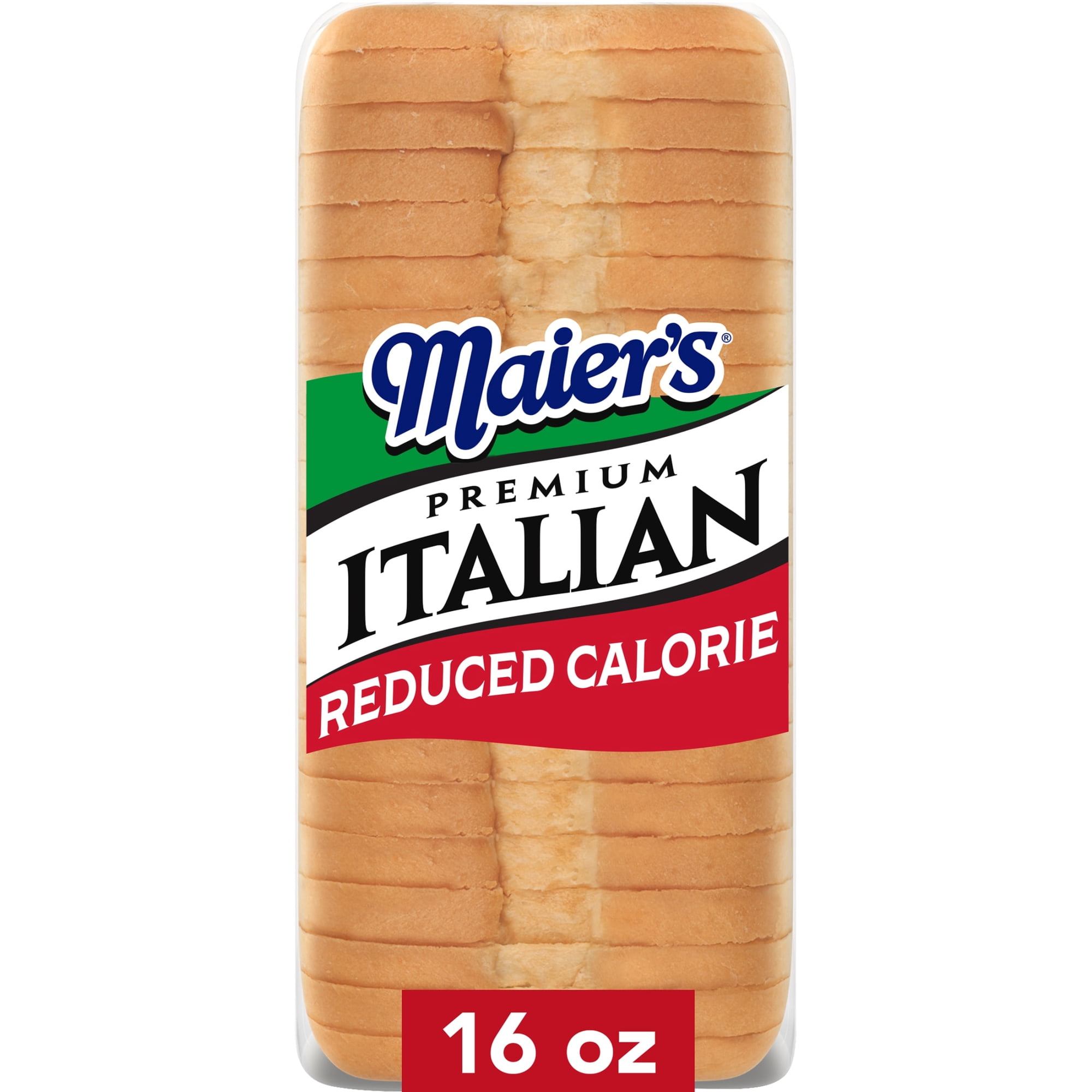 Maier's Reduced Calorie Premium Italian Bread, 16 oz, White Italian Bread, Bag
