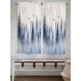 thumbnail image 6 of Bedroom Curtains 63 Inches length, Mountain Peak Window Treatment Curtain Drapes, Forest Tree Scene Watercolor Style Rod Pocket Curtain Panels for Living Room Kitchen, 42"x63", 2 Panels, 6 of 8