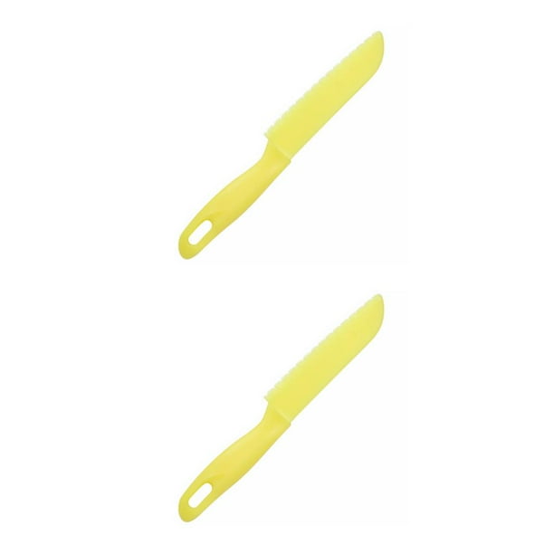 Advancent Juegos de cocina para niños Plástico real Hermosos niños Chef Set Pastel Lechuga Bordes dentados Corte Mangos ergonómicos amarillo amarillo 2Conjunto