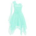 thumbnail image 2 of inhzoy Girls Ruched One Shoulder Asymmetrical Hem Pageant Dress Mint Green 12, 2 of 4