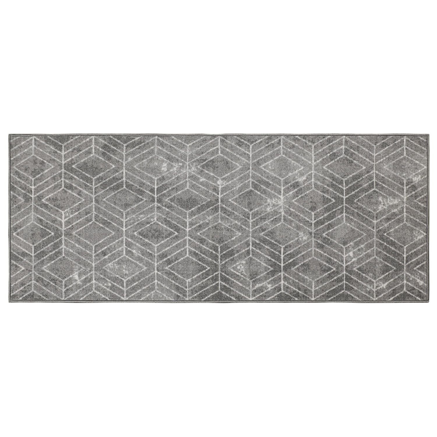 2-ft x 5-ft Malika Grey Printed Floor Mat