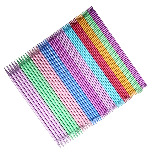 Agujas de tejer ANGGREK Juego de agujas de tejer de Doble Punta Aluminio Liviano Diseño Ergonómico