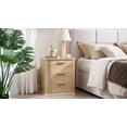 thumbnail image 4 of Wooden Nightstands 22" Wide Fluted Nightstand with Charging Station, Modern End Table for Living Room, Bedroom, Home Office, Wood 3 Drawer Dresser, Large Bedside Tables, Curved Profile Design,Bedsid, 4 of 11