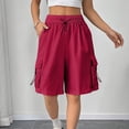 thumbnail image 2 of LWavelet Women's Side Drawstring Cargo Shorts Loose Fit Casual Summer Shorts for Outdoor Daily Wine L, 2 of 7