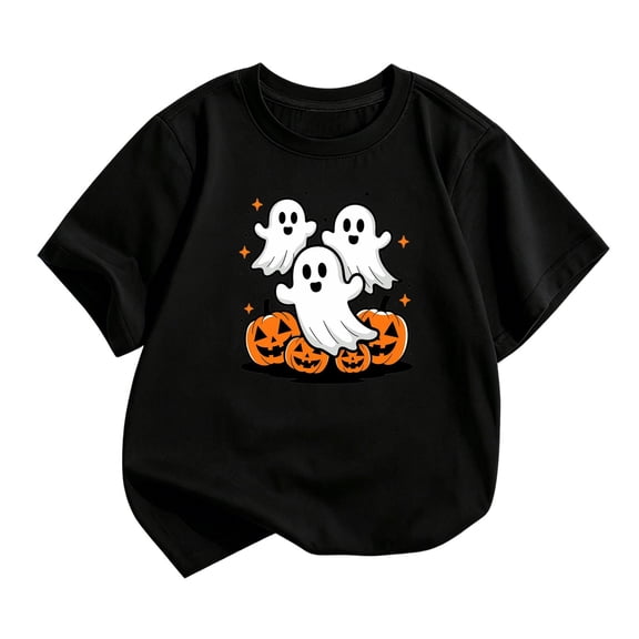 Tiijoy Halloween Toddler Girls T-Shirt Cute Graphic Short Sleeve T Shirt Tee, Black, Sizes 3-4