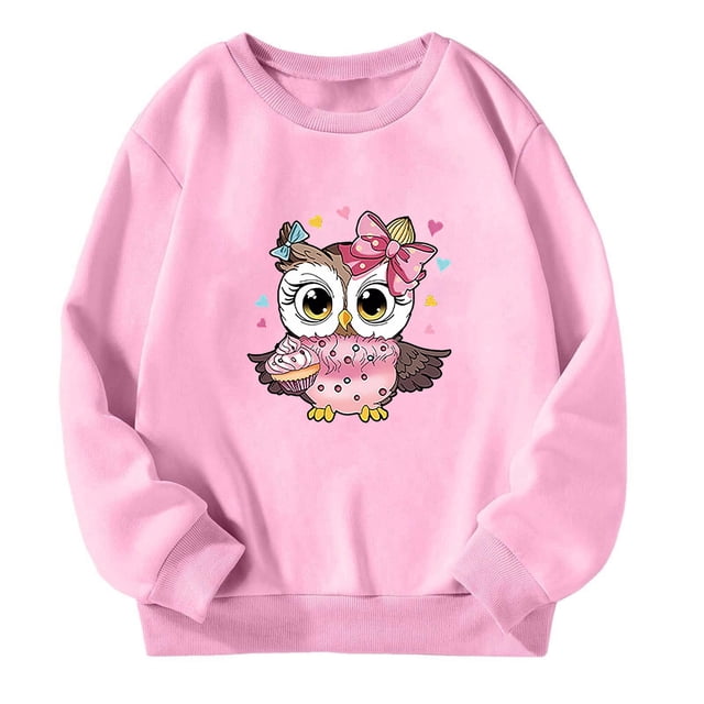 MIASHUI Chandail à Capuchon et Chandails en Molleton pour Filles - Automne et Hiver Imprimé Manches Longues Col Rond Chandail en Molleton pour Filles Actives