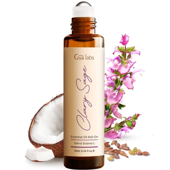 Gya Labs Clary Sage Essential Oil Roll On for Sleep & Stress Relief (0.34 fl oz)