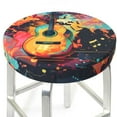 thumbnail image 3 of Susaid World Map Guitar Illustration Print Elastic Bar Stool Cover Personalized Washable Stool Cover for Barbershop Home Bar Kitchen-13 inch, 3 of 7