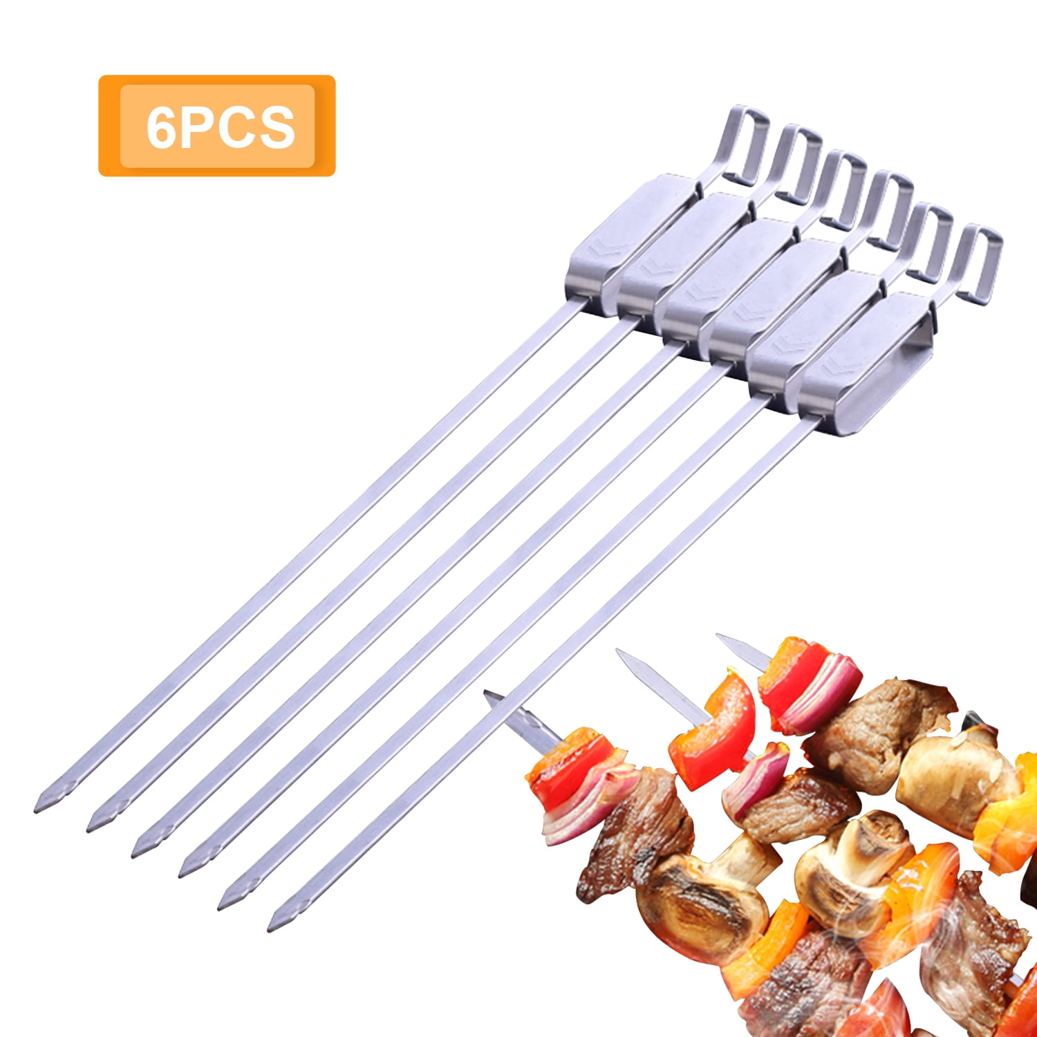 Barbecue Skewer Grilling Kabob Reusable Metal Skewers Heavy Duty Stainless Steel BBQ Shish Kabob