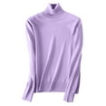 thumbnail image 4 of Womens Turtleneck Long Sleeve Sweater Soft Lightweight Fit, Fall Work Casual Pullover Top Light Purple M, 4 of 4