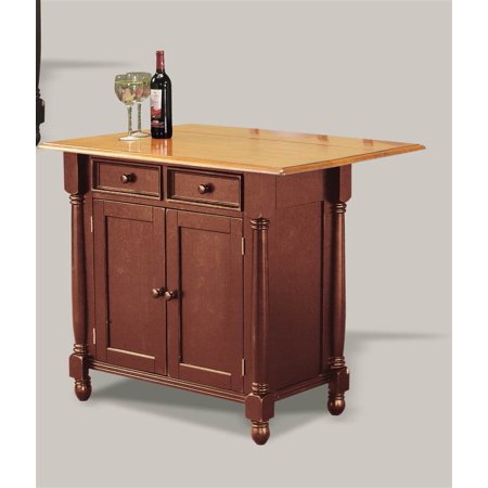Kitchen Island in Medium Walnut and Light Oak Finish ...
