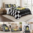 thumbnail image 6 of Twin XL Quilt Set 68''x98'', Summer Lemon Lightweight Summer Bedspread Coverlet Set with 2 Pillow Shams, Vintage Black Plaid Blue Spring Floral Breathable All Season Quilt Bedding for Dorm/Guest Room, 6 of 9
