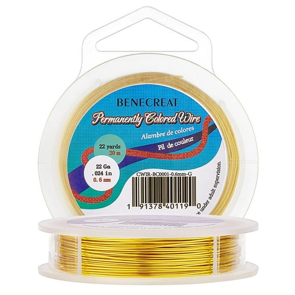 22 Gauge Craft Jewelry Wire Gold Wire Copper Wire Tarnish Resistant for Beading Jewelry Making 66 Feet/22 Yard