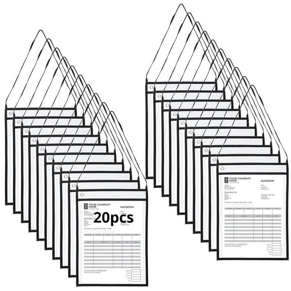 30Pcs Job Ticket Holders, Hanging Stitched Shop Ticket Holders with Strap, Clear Front and Back Ticket Holders, 10"x14"