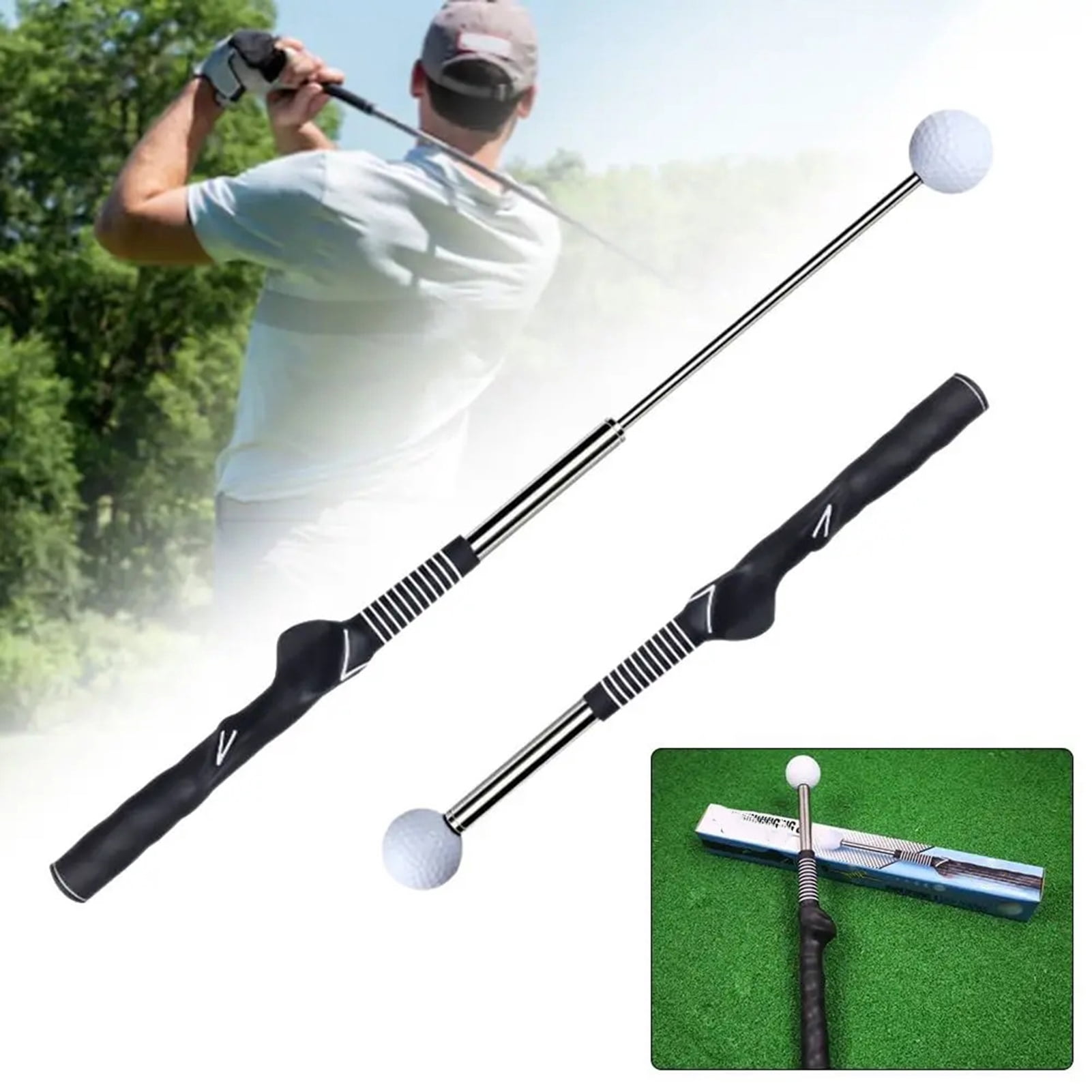 YIFAEUX Golf Grip Swing Training Aid with Click Feedback Retractable Club Golf Tempo Trainer for Warm-Up Indoor Practice Telescopic Short Club for Right Left Handed Golfers